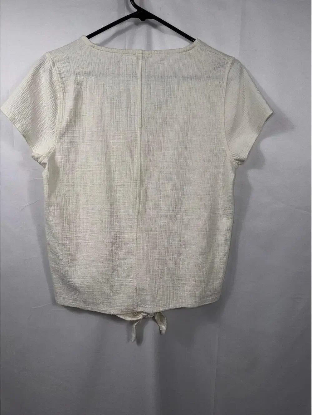 J.Crew Ivory Tie-Front Textured Top Size Medium